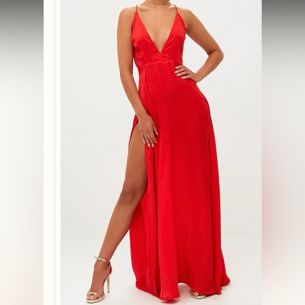 Elegant Red Maxi Dress with slit